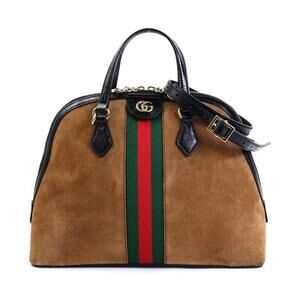 Gucci Suede Leather 2Way Shoulder Bag Gold Black